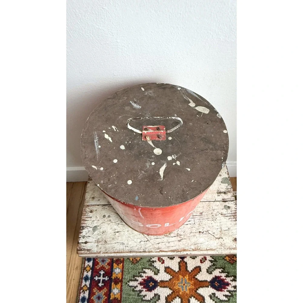 Vintage Red Metal Gasoline Can Rustic Industrial Storage Decor